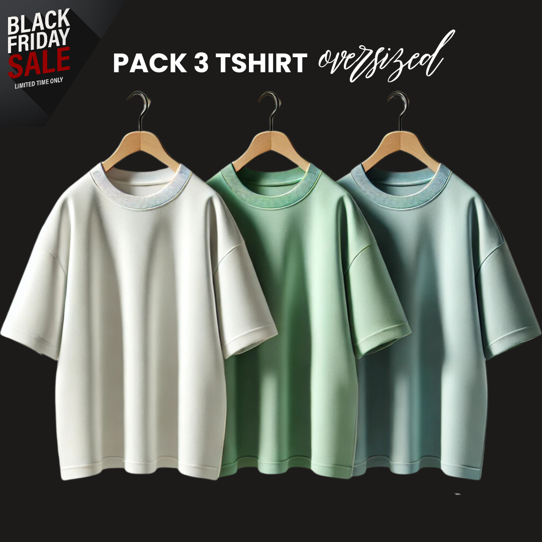 AUSBAN - PACK 3 T-SHIRT OVERSIZED / COLORES PASTEL